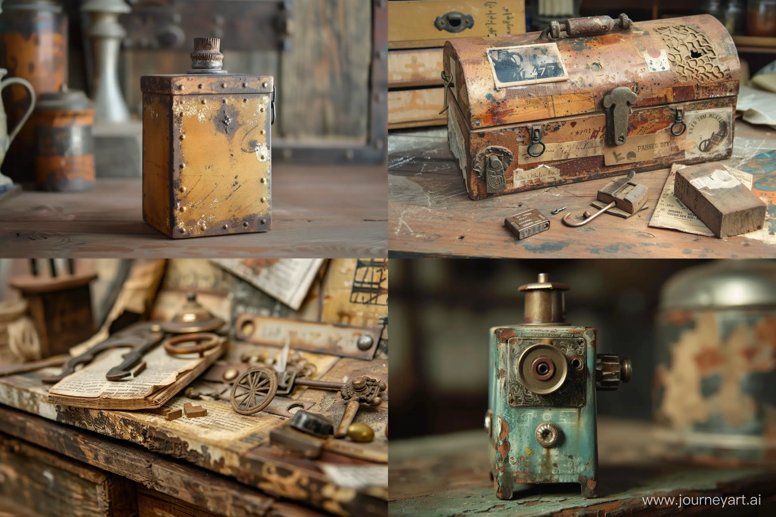 Vintage-Object-Collection-by-Tim-Holtz-Assorted-Vintage-Finds-Displayed-in-Warm-Lighting