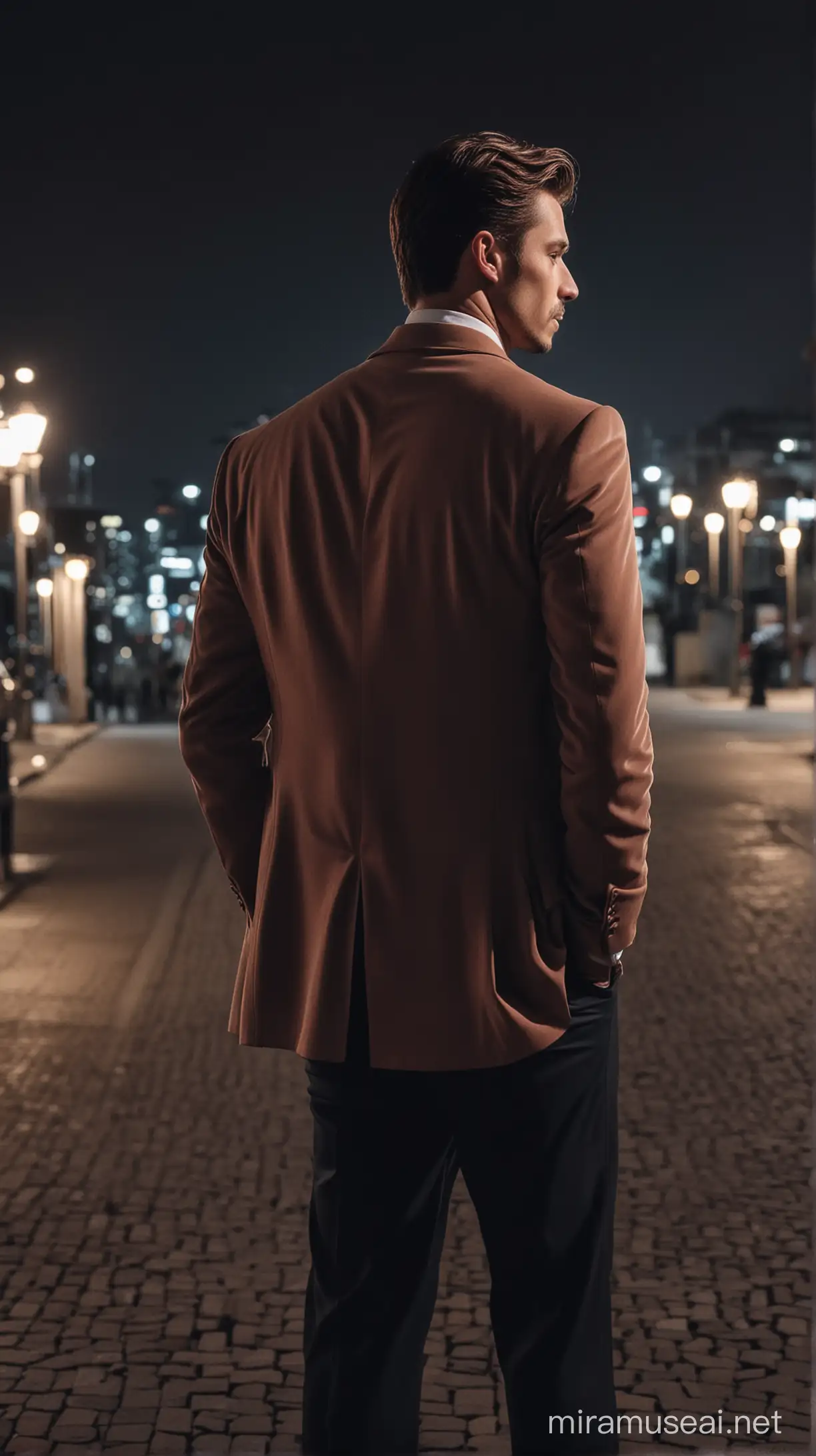 Successful Businessman Contemplating in Urban Night