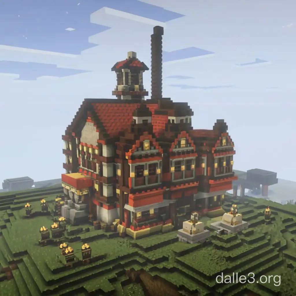 A victorian factory in minecraft