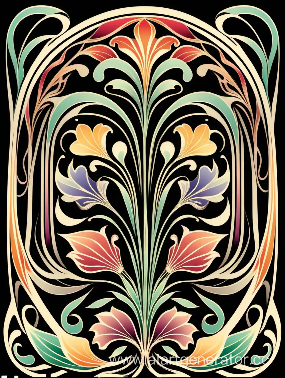 Art Nouveau multicolor Ornamental Graphic Accents, vector illustration, transparent background, vintage elements,