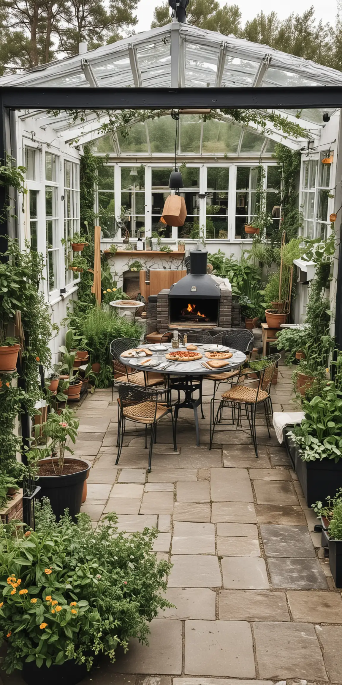 Scandinavian Garden Oasis Orangery Seating Outdoor Kitchen and Herb Garden