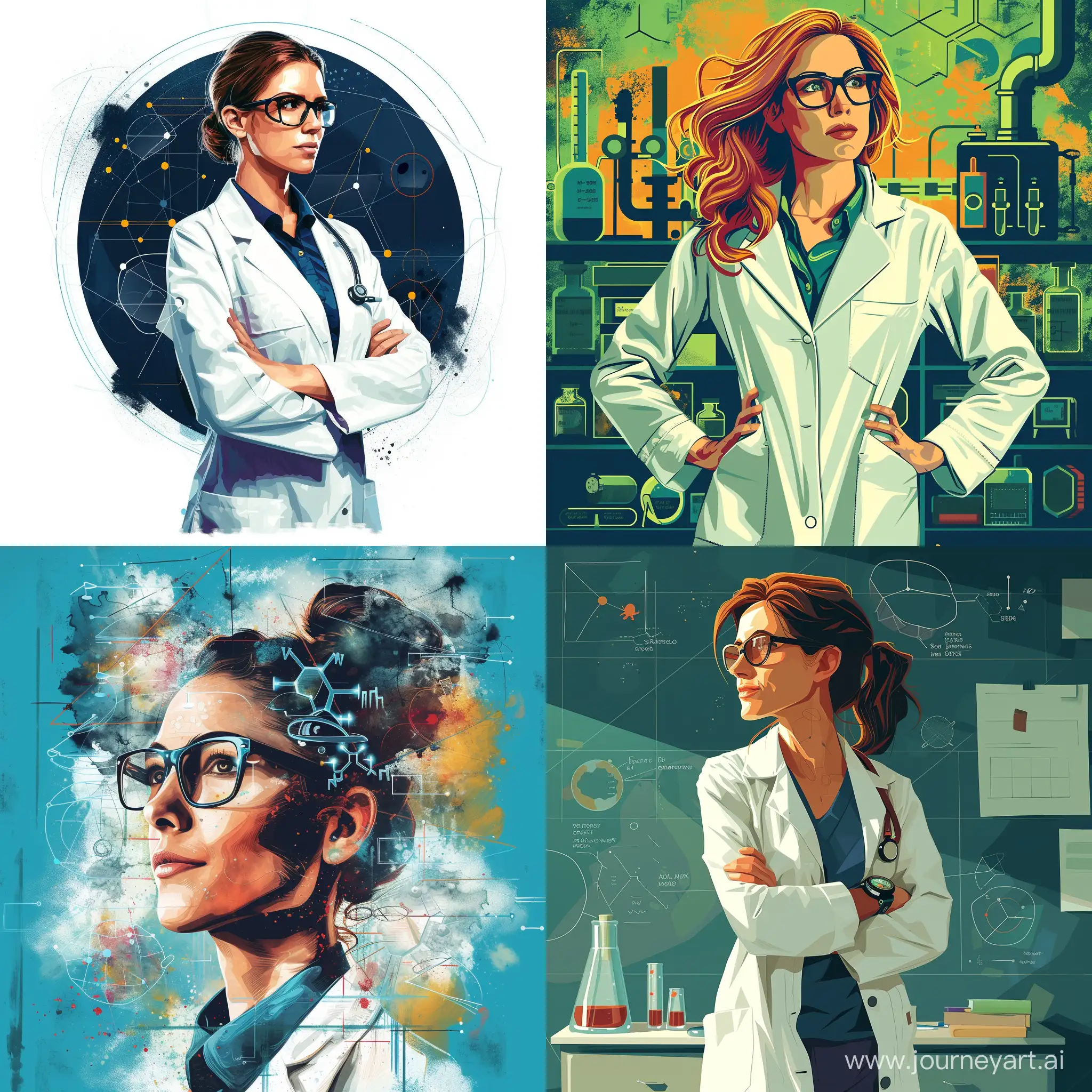 GENERATE A POSTER OF A SCIENTISTS WOMAN
