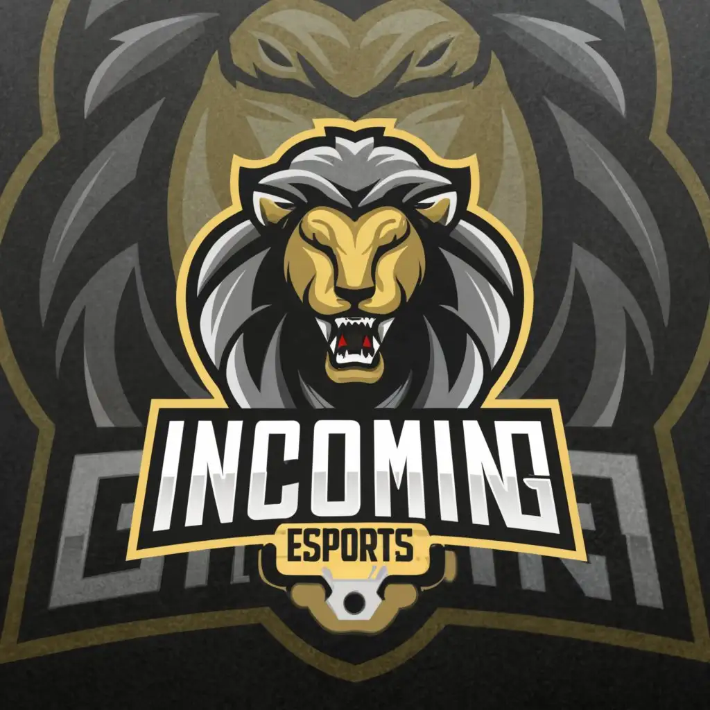 a logo design,with the text " iNCOMING esports
", main symbol:lion,Moderate,clear background