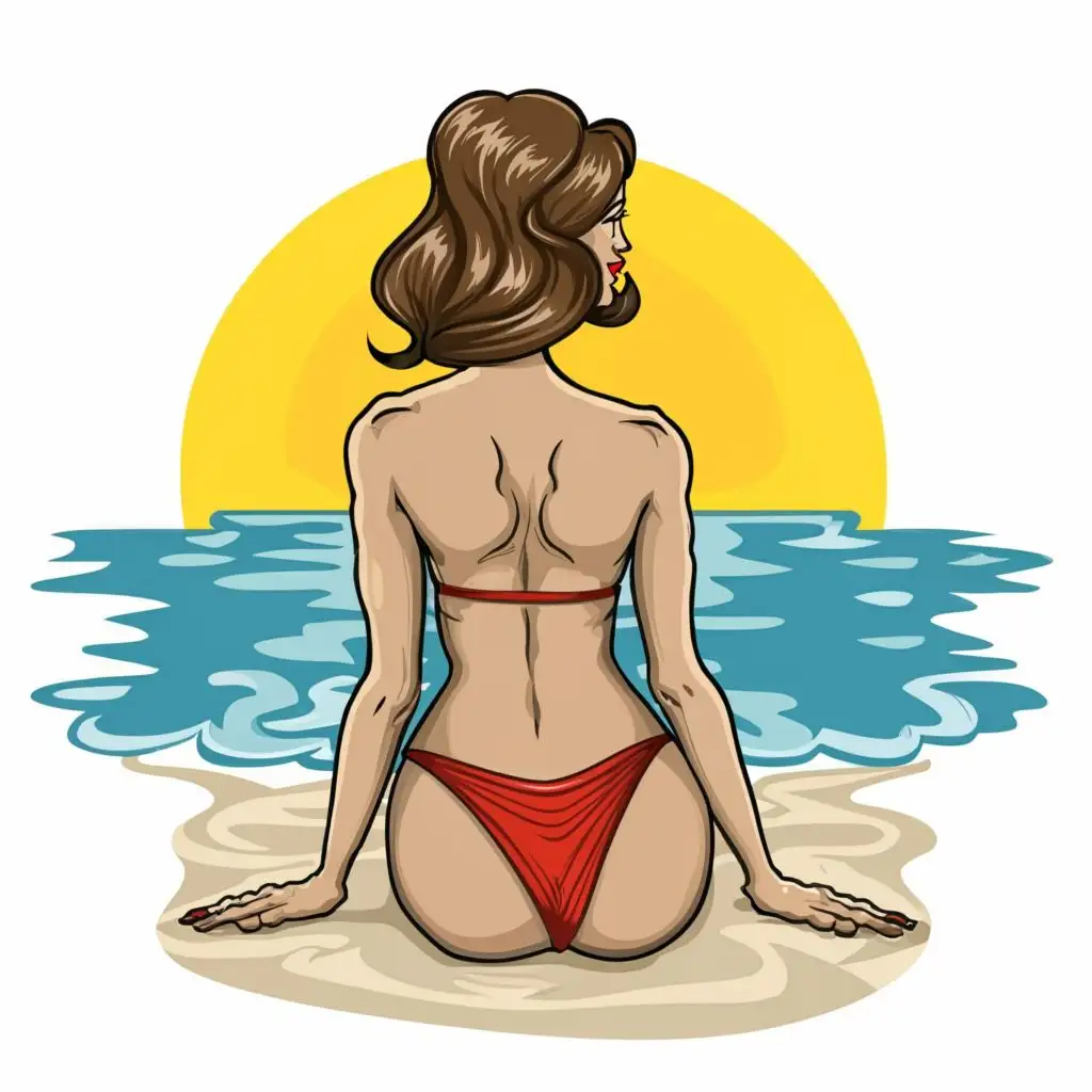 logo, white background, no background, no background, no water, no sun, no clouds, no sand, gorgeous beautiful woman sunbathing, rear view, no words, ultra detail, cartoon/comic style, Vector, white background, no words, ultra Detailed, ultra sharp narrow outlined image, no jagged edges, colors, no watermark, no copyright, no artist name, with the text "
.
", typography