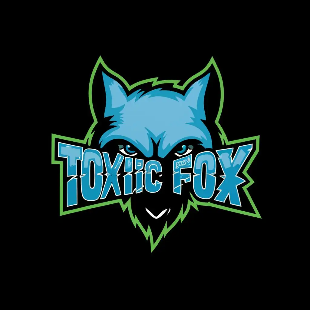 logo, Snowfox, Green Blue Black, Emo, with the text "Toxic Fox", typography