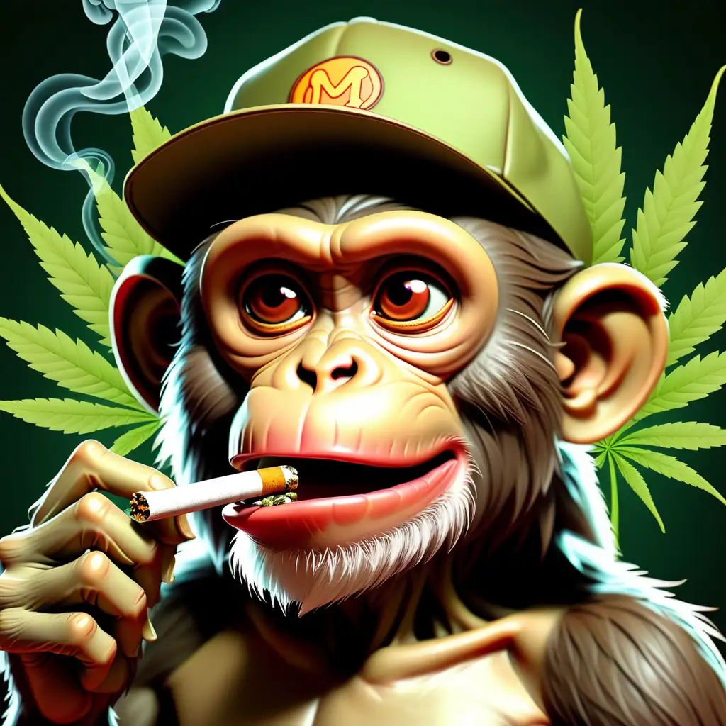 monkey smoking weed. use cartoon style. 
-- no cropping
