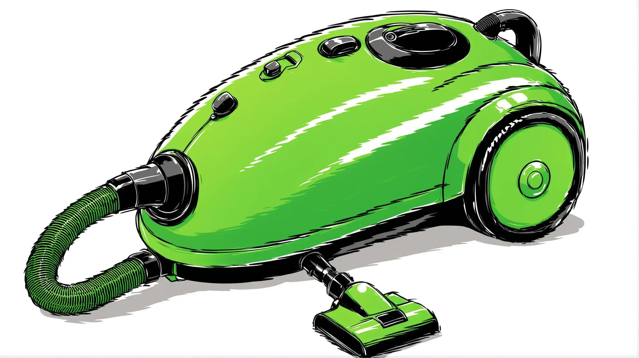 Green Vacuum Cleaner Illustration on White Background