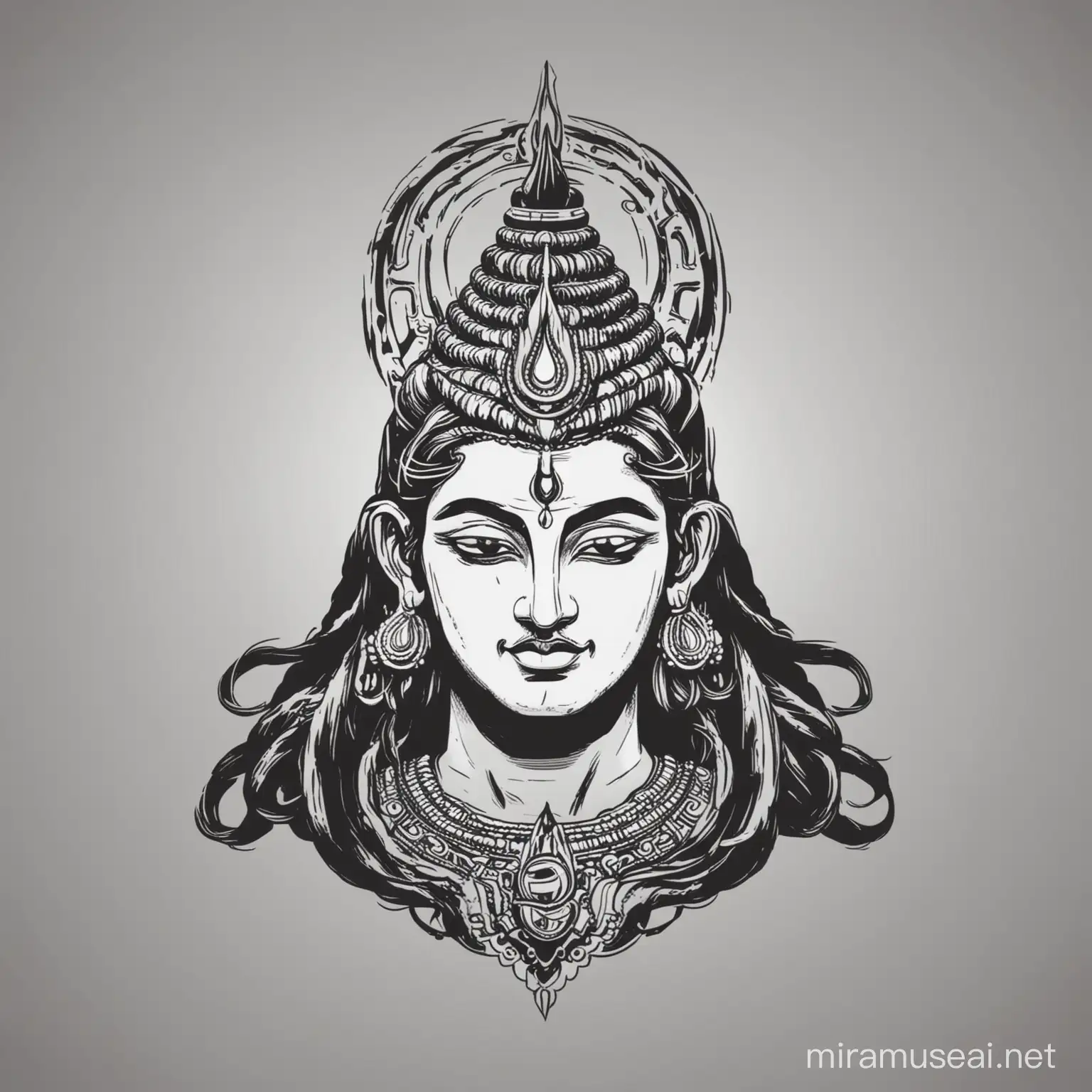 lord siva , vector logo style, line art, flat design, simple, high contrast, black and white --no background texture gradient gray