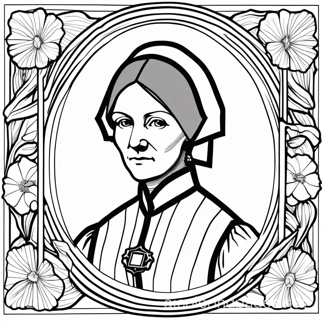 Florence-Nightingale-Coloring-Page-for-Kids-Black-and-White-Line-Art