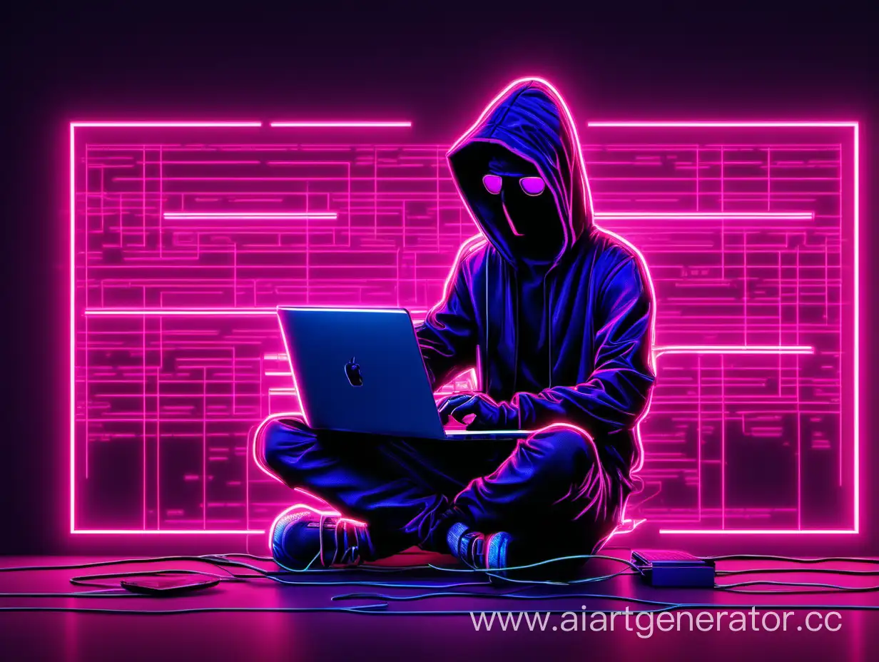 hacker in dark neon