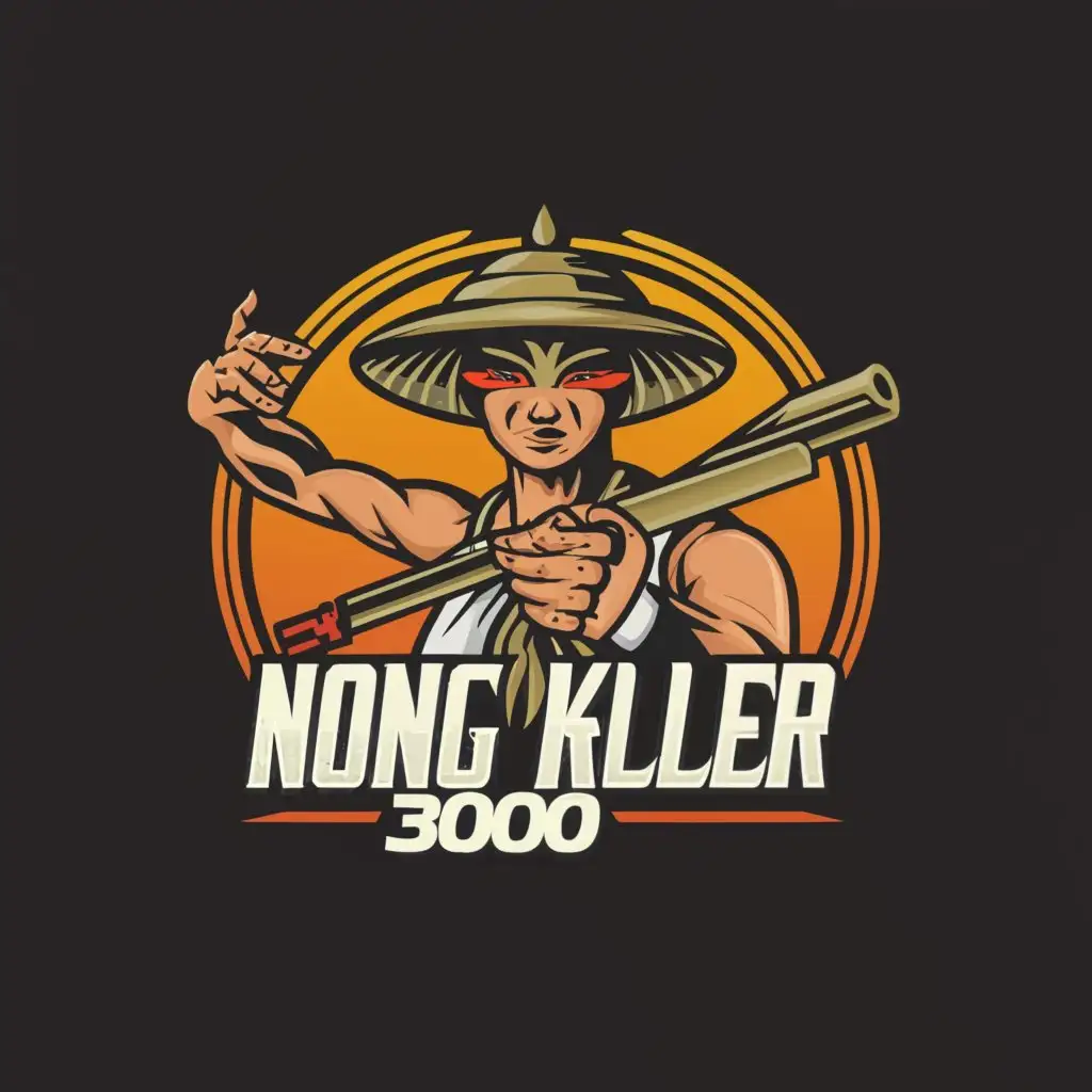 a logo design,with the text "NONG KILLER 3000", main symbol:Chinese straw hat on left and right, prolonged picture, strong,Moderate,clear background