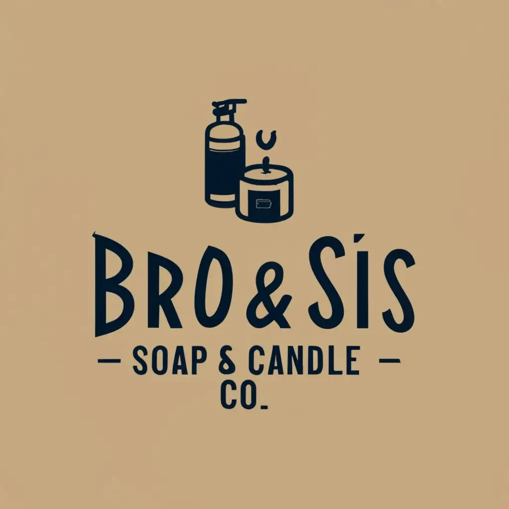 logo, A bar of Soap and a Candle, with the text "Bro&Sis Soap and Candle Co.", typography