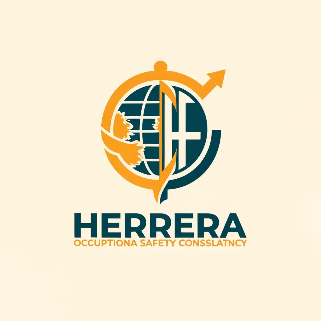 a logo design,with the text "occupational safety and health consultancy
Herrera
", main symbol:world, shield, line pqrst,complex,be used in Home Family industry,clear background