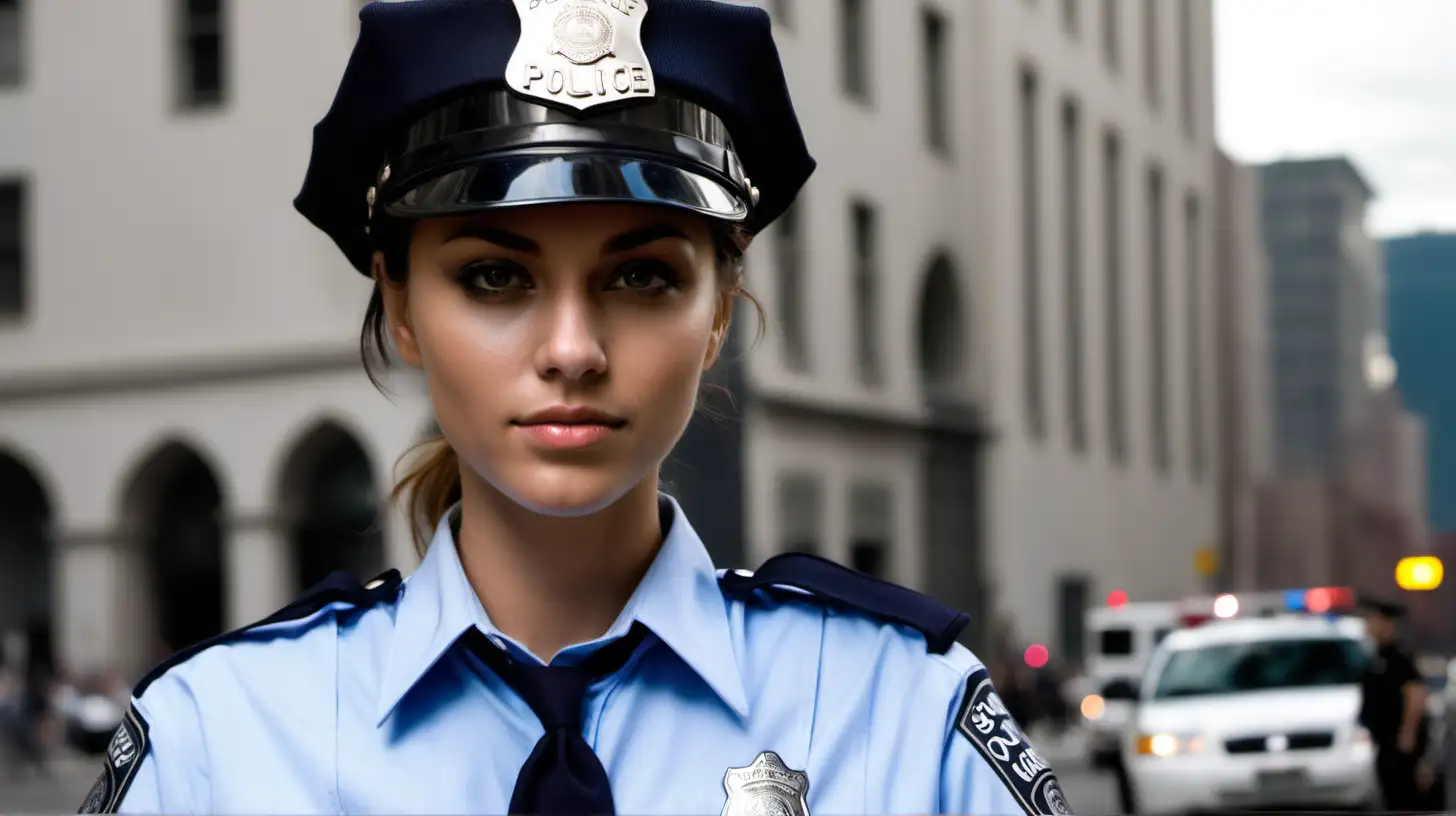 City Police Woman in Uniform Natural Beauty