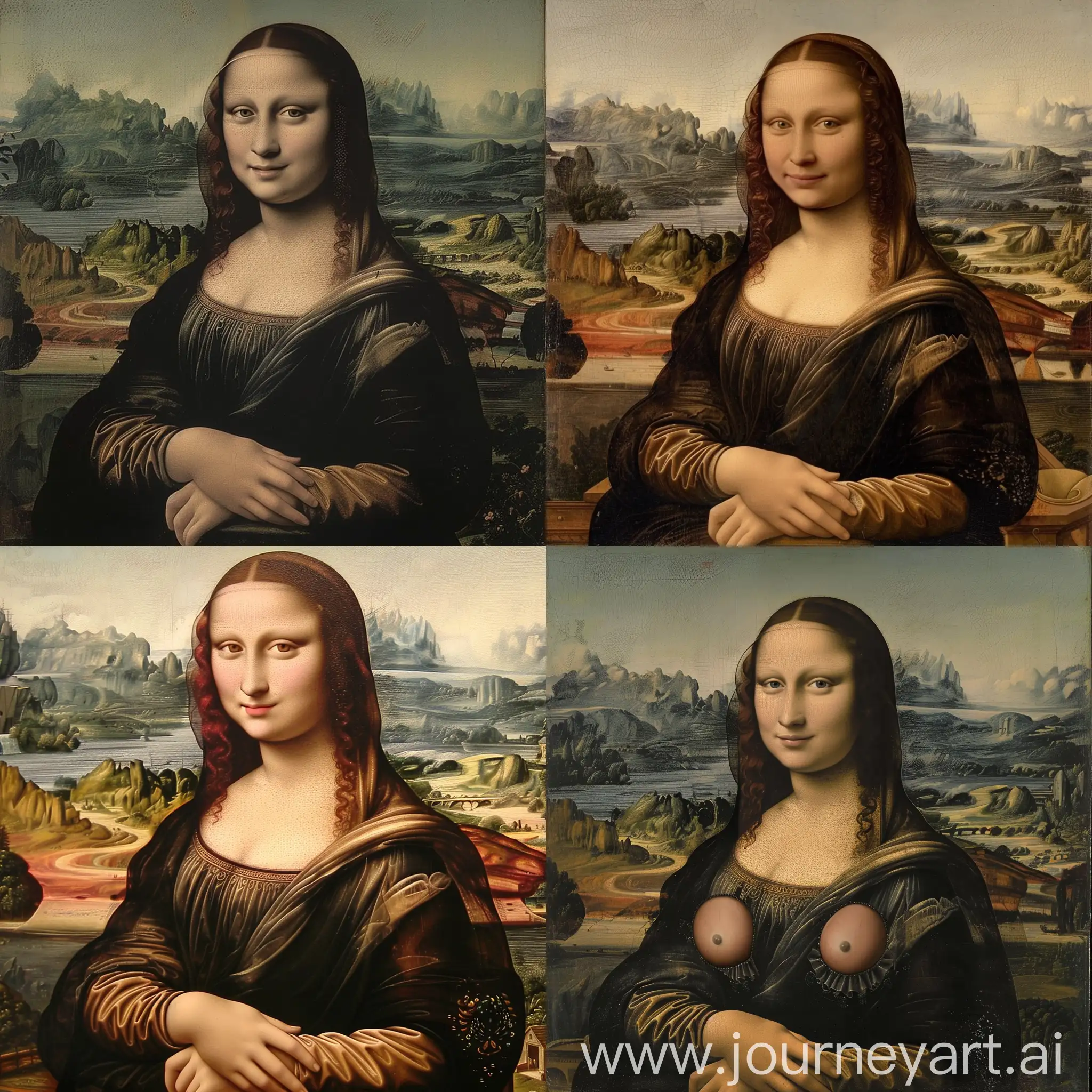 mona lisa with large breasts