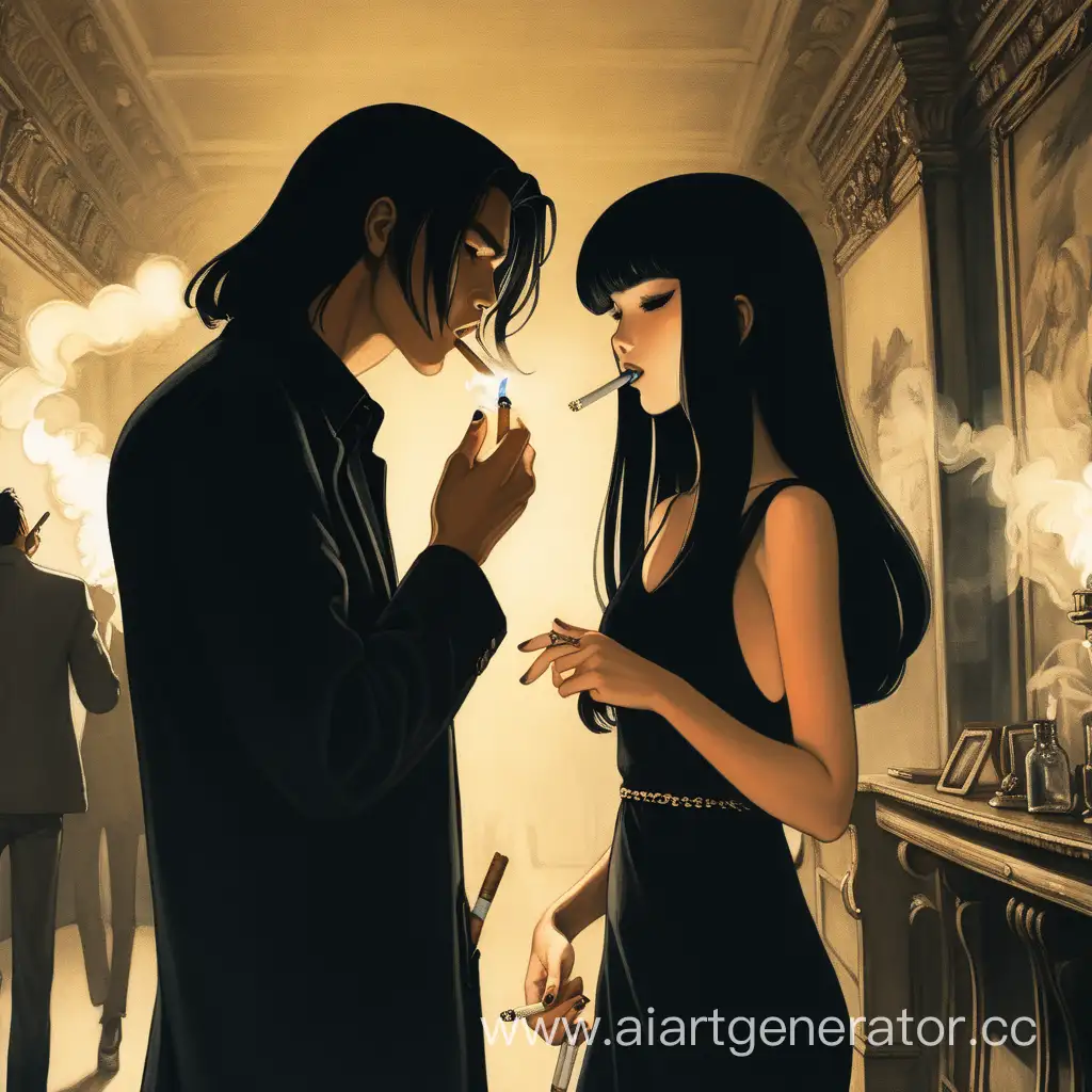 Edgy-Couple-Smoking-Together-in-Black-Attire