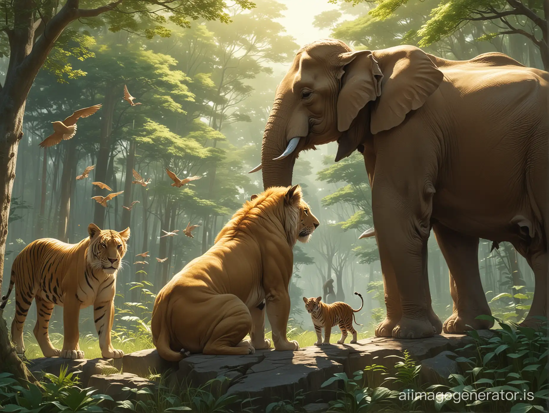 Buddha-Surrounded-by-Animals-in-Makoto-Shinkai-and-Studio-Ghibli-Style