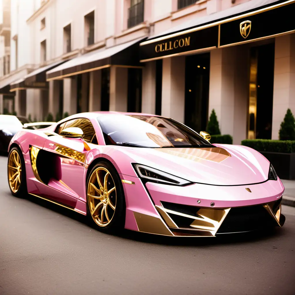 Luxury Light Pink Sports Car Elegant Ride in Rich Pink and Gold