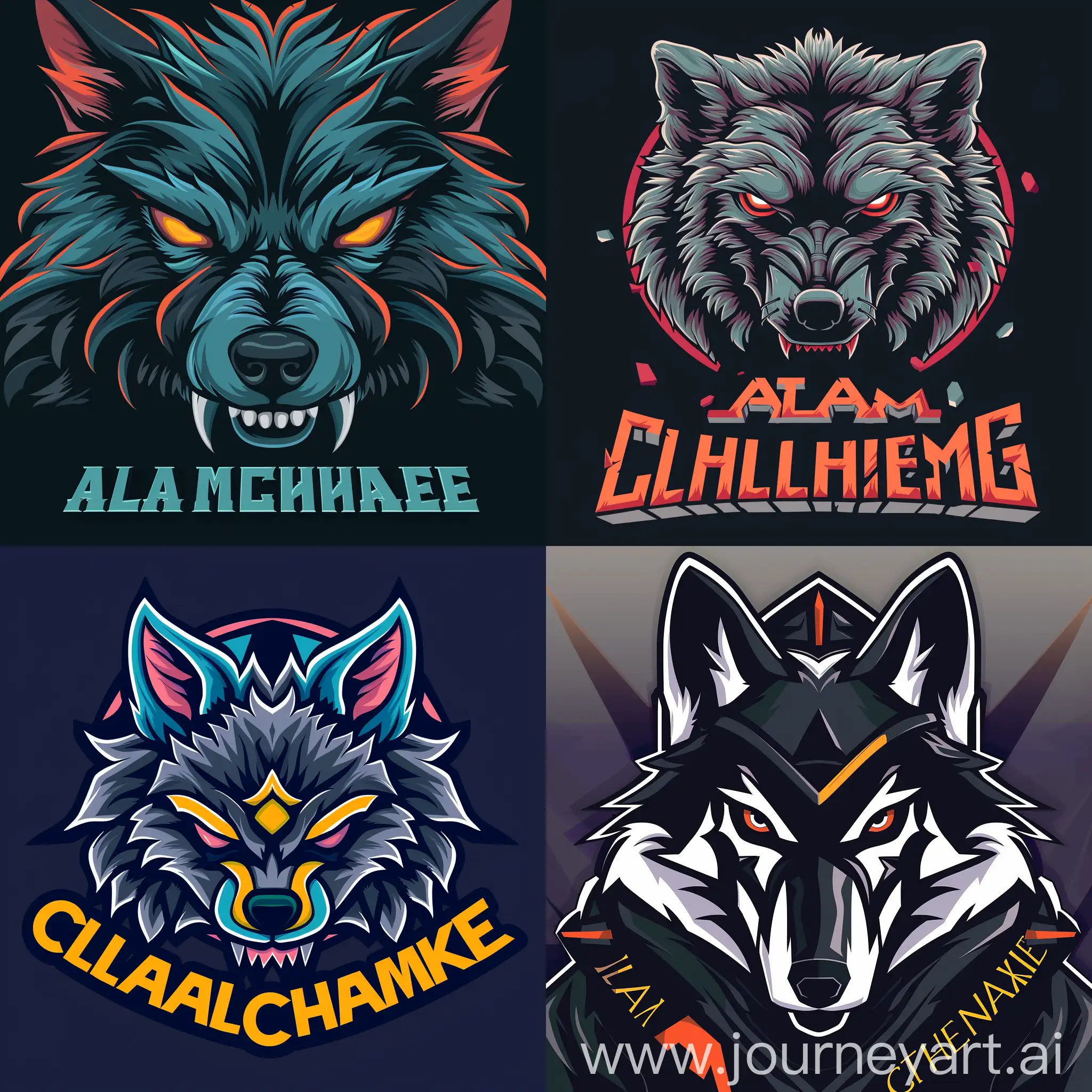 Create an attractive alpha wolf challenge logo and a challenge nimask text