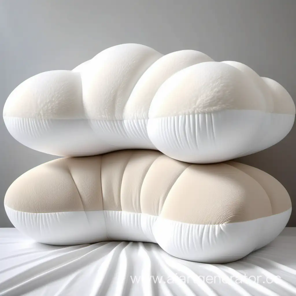 orthopedic pillows cloud softness in white beige color and super realistic