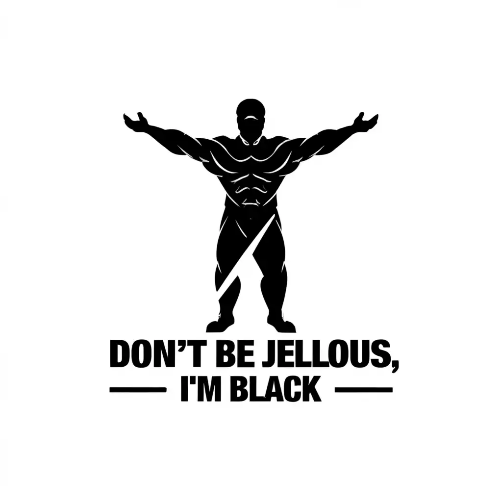 a logo design,with the text "dont be jealous im black", main symbol:black,Minimalistic,clear background