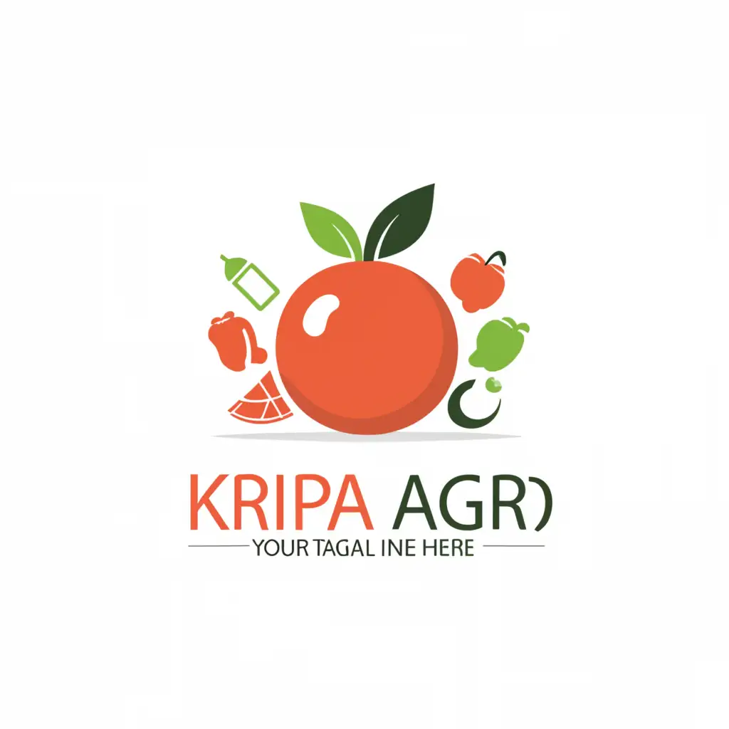 a logo design,with the text 'Kripa Agro', main symbol:Apple, Vegetables and fruits, Moderate, clear background