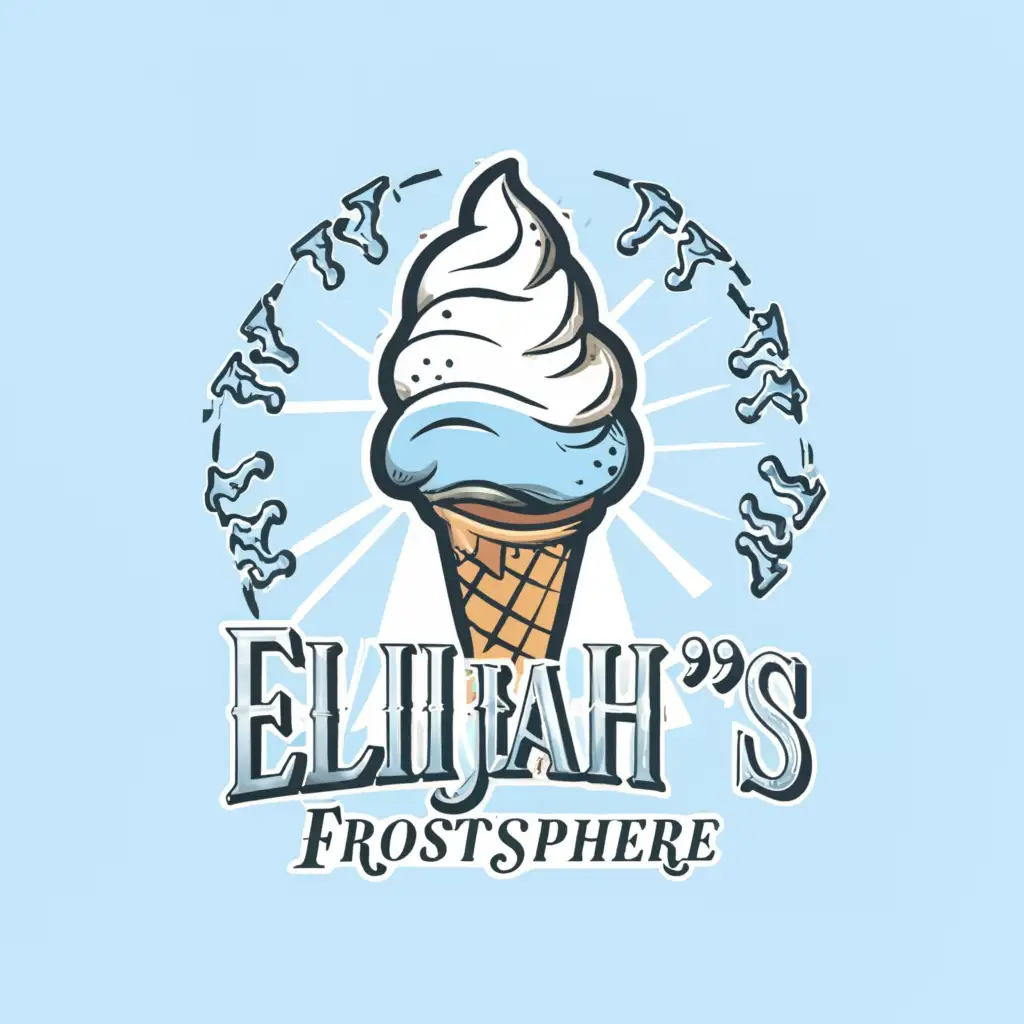 a logo design,with the text "elijah's frostysphere", main symbol:ice cream,Moderate,clear background