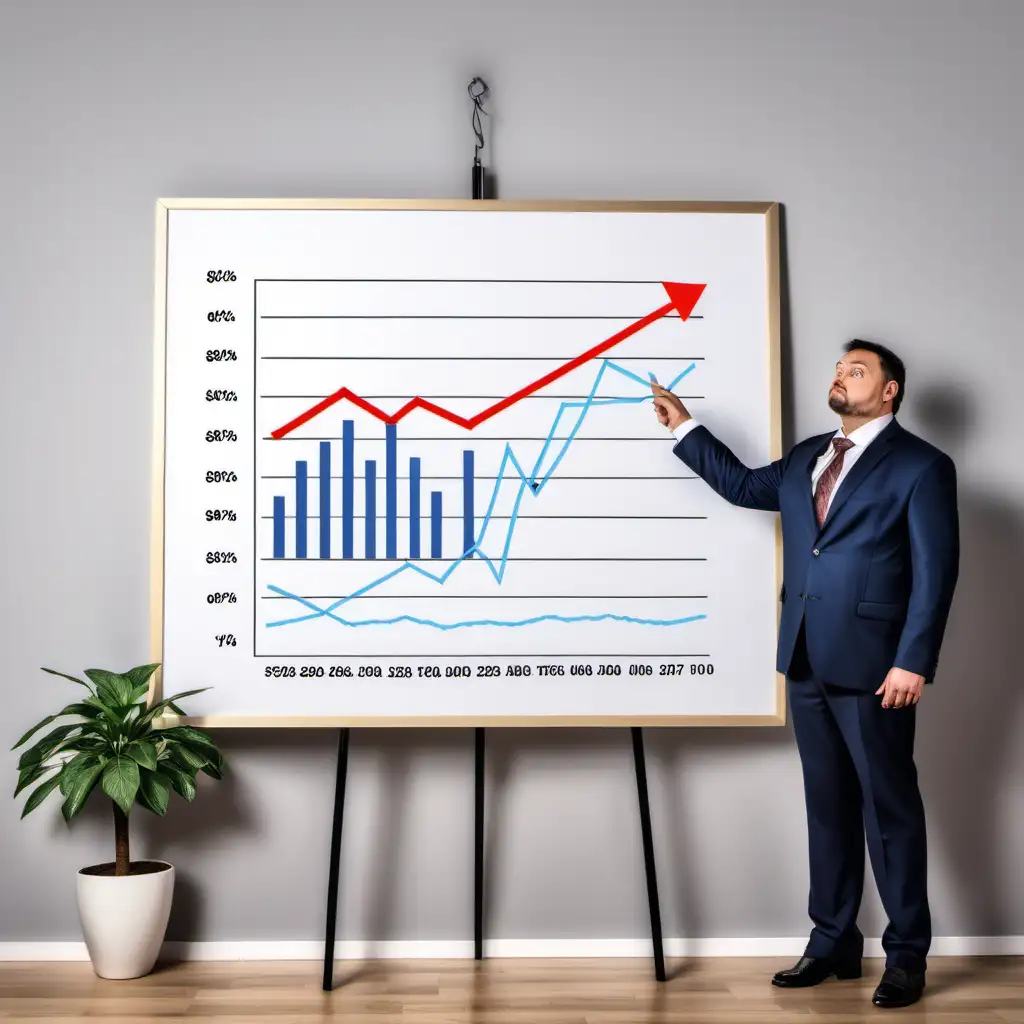 Businessman Analyzing Rising Lamp Sales Graph