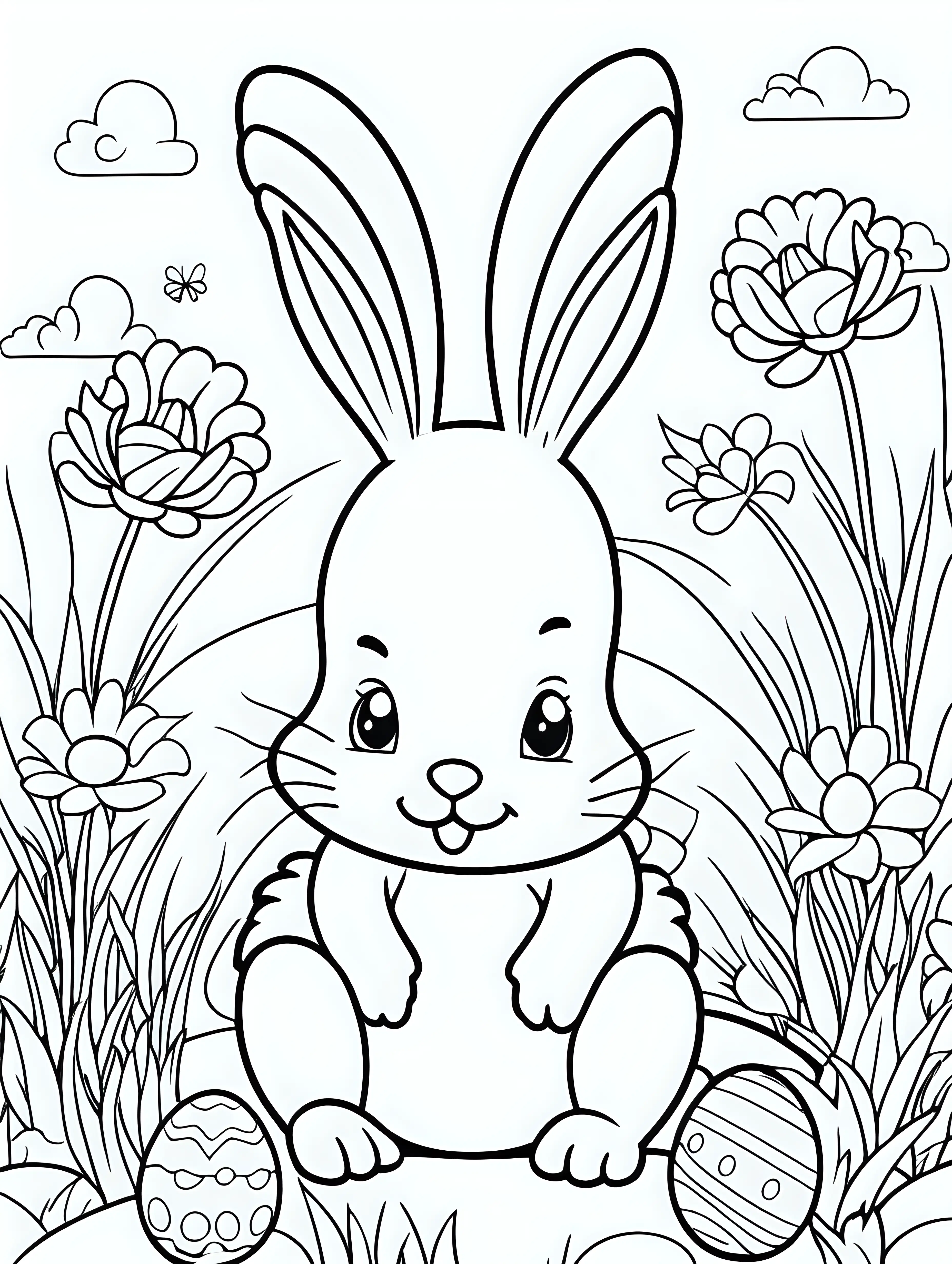 Easter Coloring Page for Kids 47 Years Clean Line Art on White Background