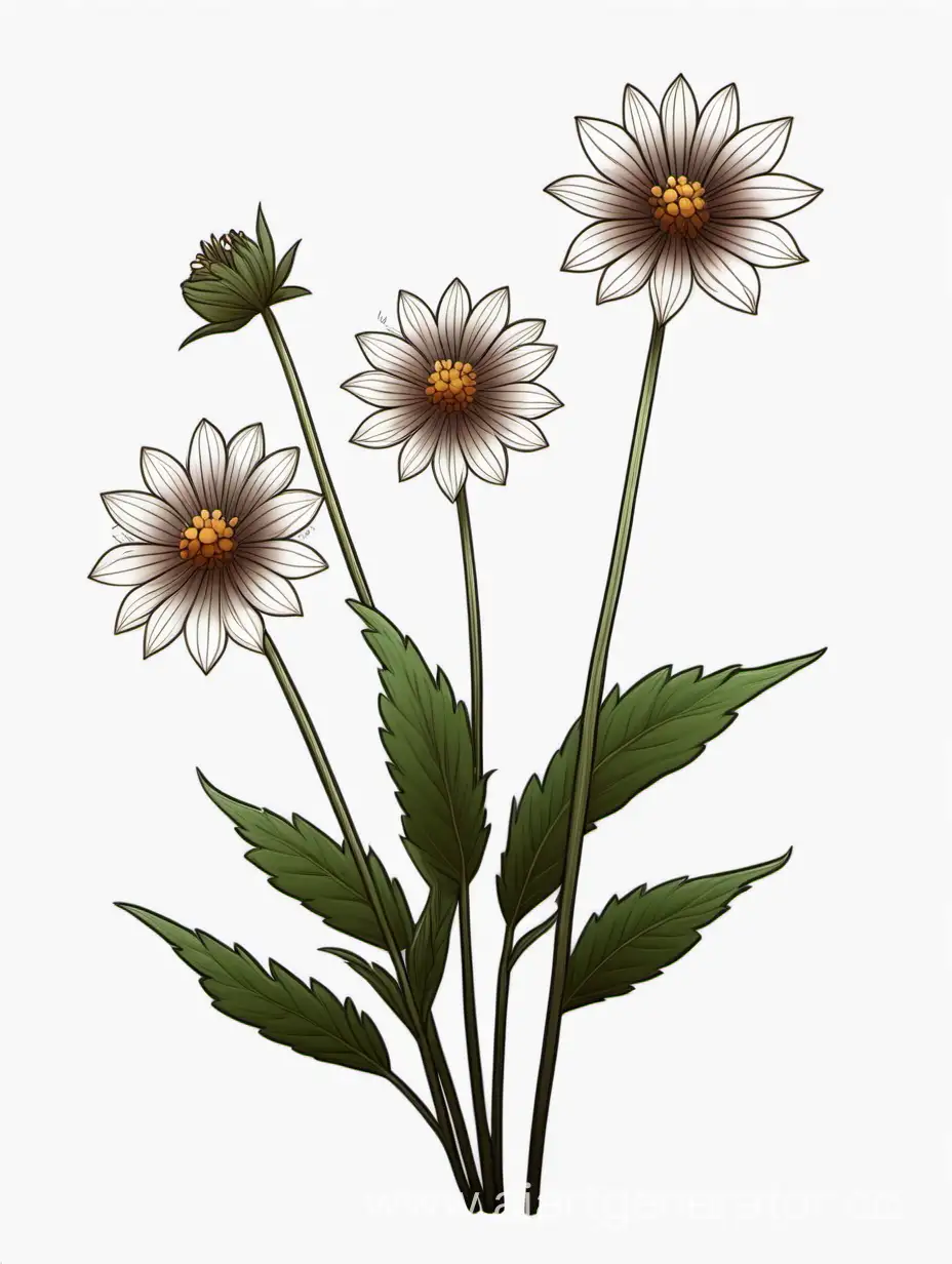 Dark-Brown-Wildflower-Cluster-in-4K-Unique-Botanical-Line-Art-on-White-Background
