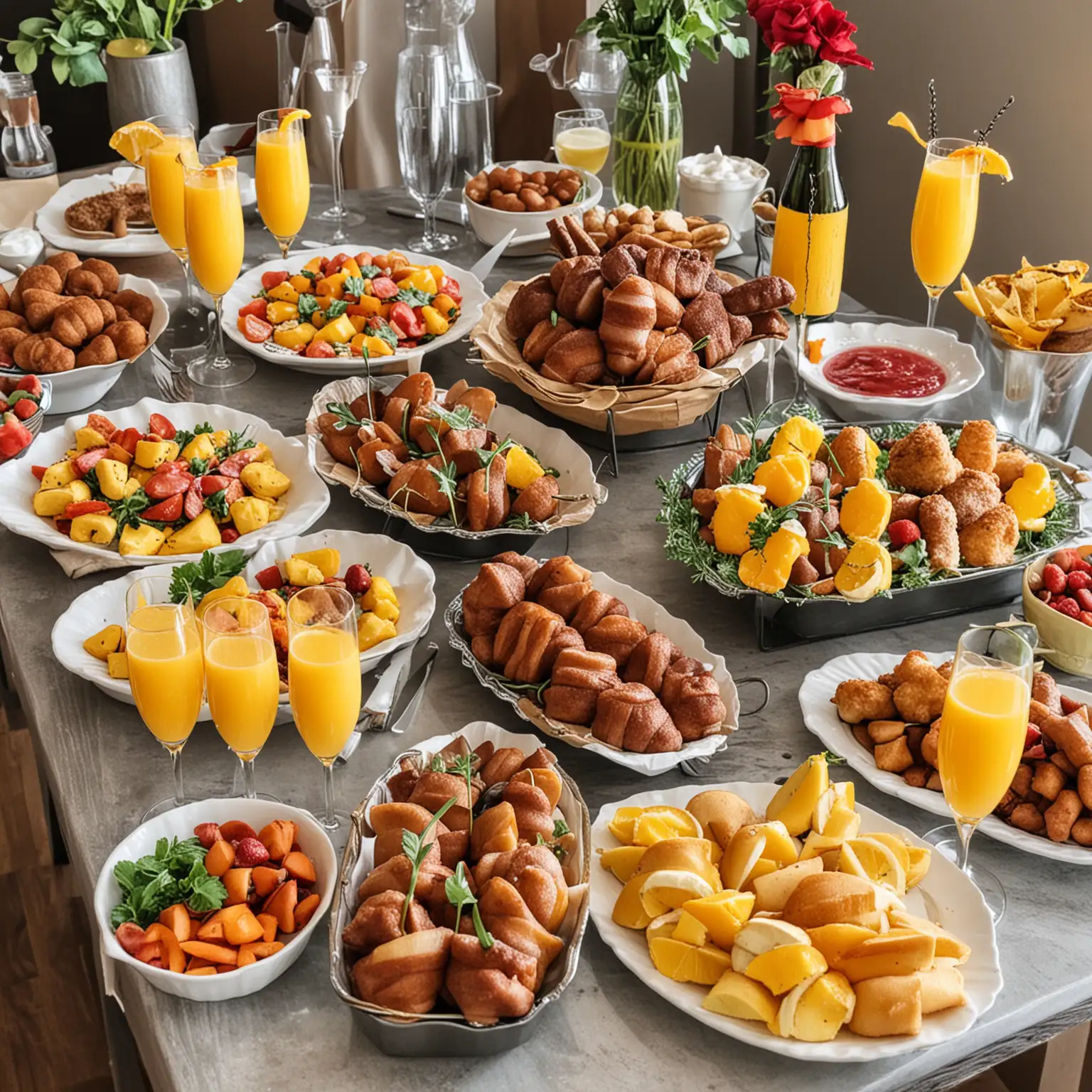Weekend Brunch Event with Mimosas and Buffet Delights
