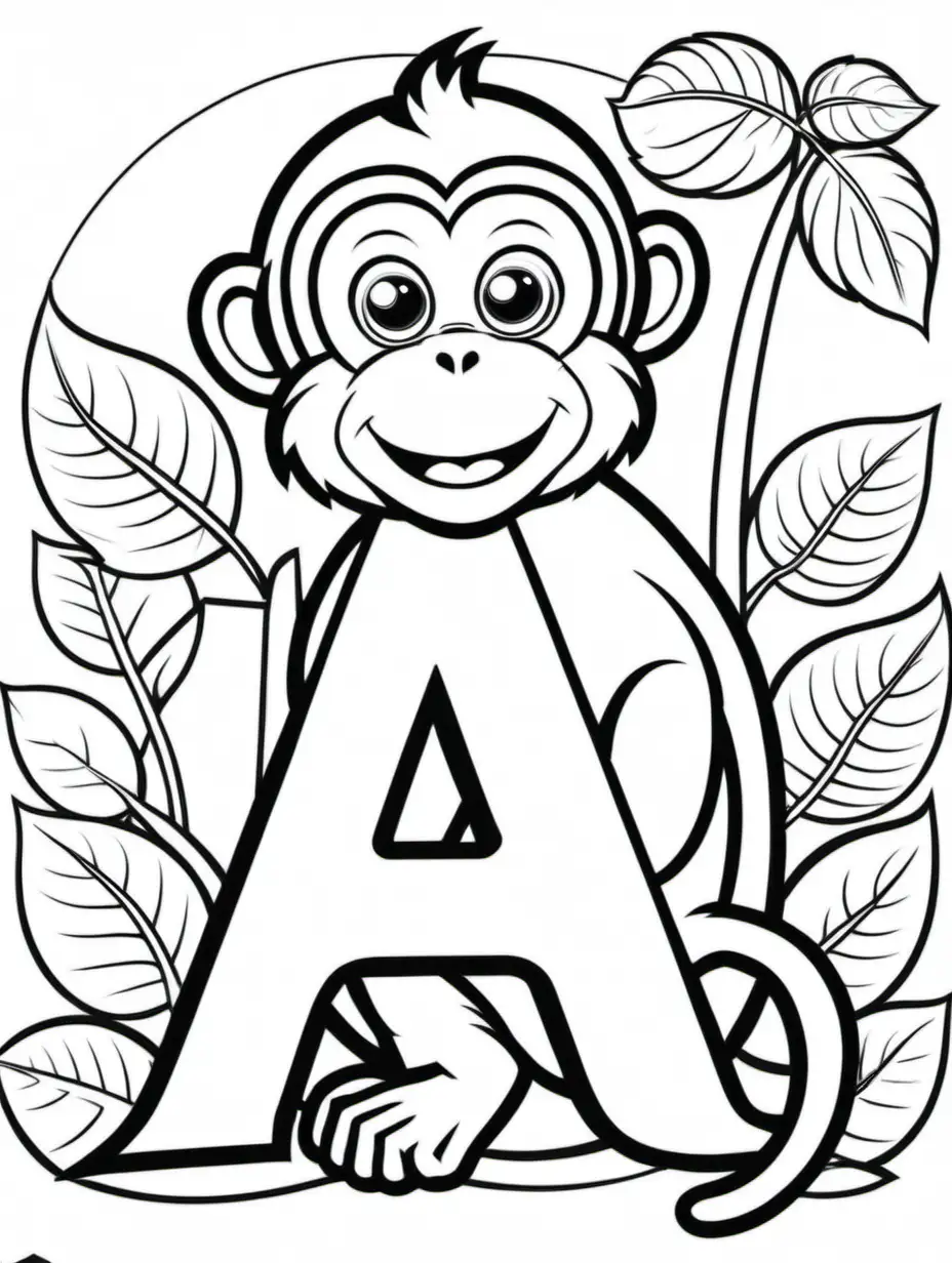 Buchstabe A mit ein Affe Malbuch für Kinder Bild

