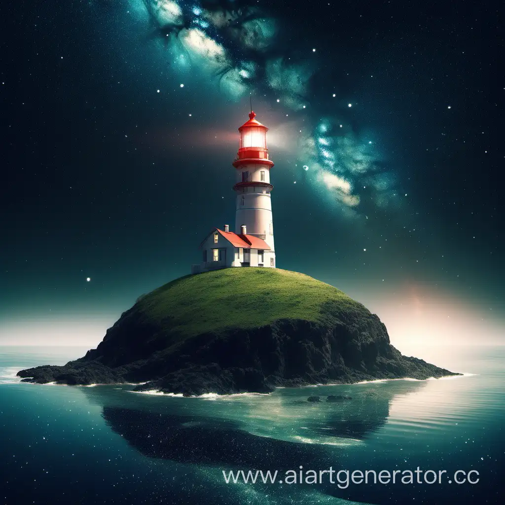 Lighthouse-on-an-Island-Amidst-the-Cosmos