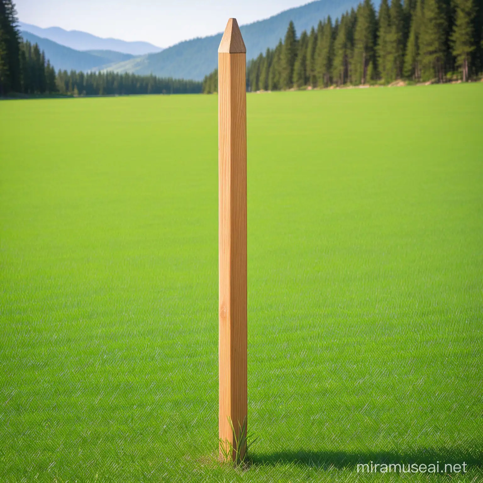 Rustic Wooden Stake in the Wilderness
