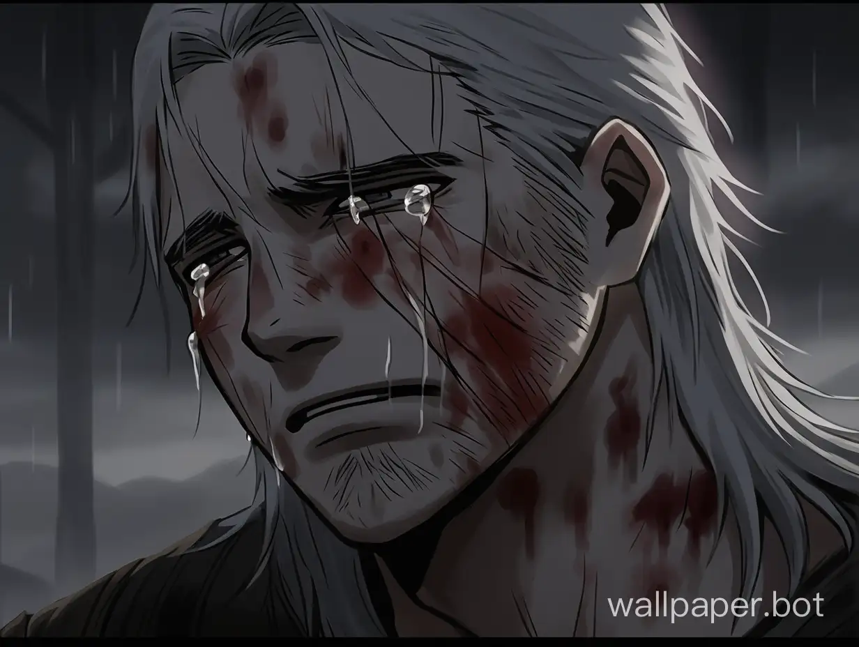Wounded-Geralt-with-Crying-Daughter-in-a-Gloomy-Atmosphere