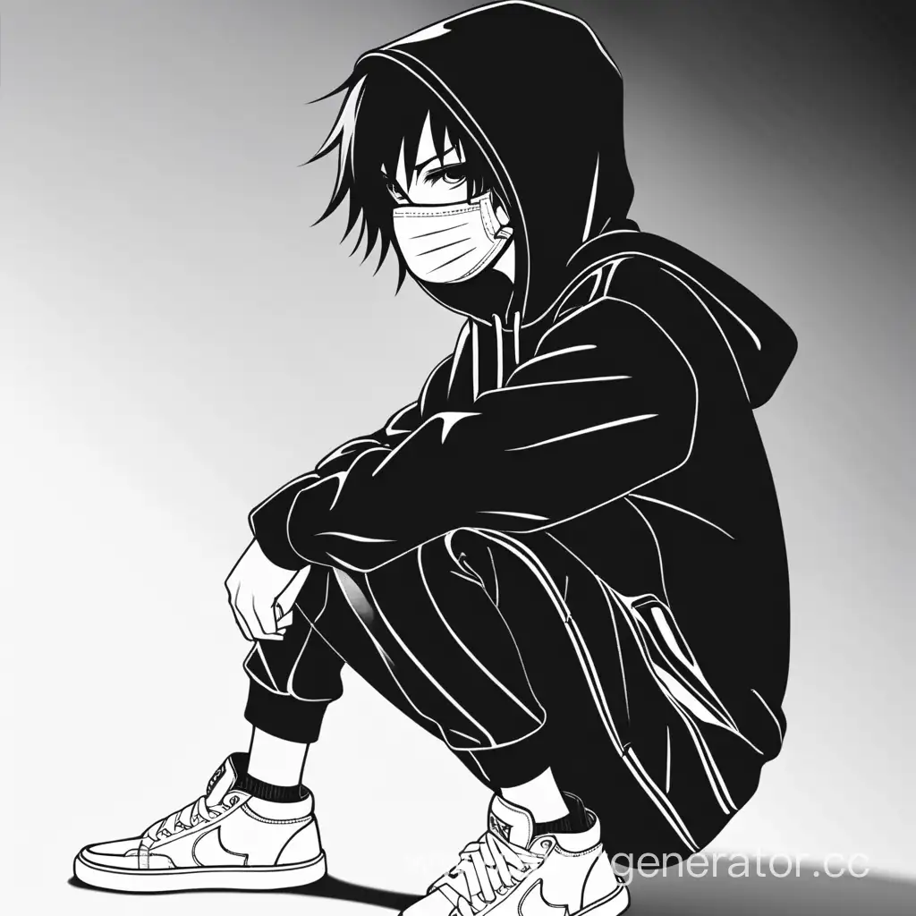 Anime-Emo-Guy-in-Hoodie-and-Mask-with-White-Sneakers