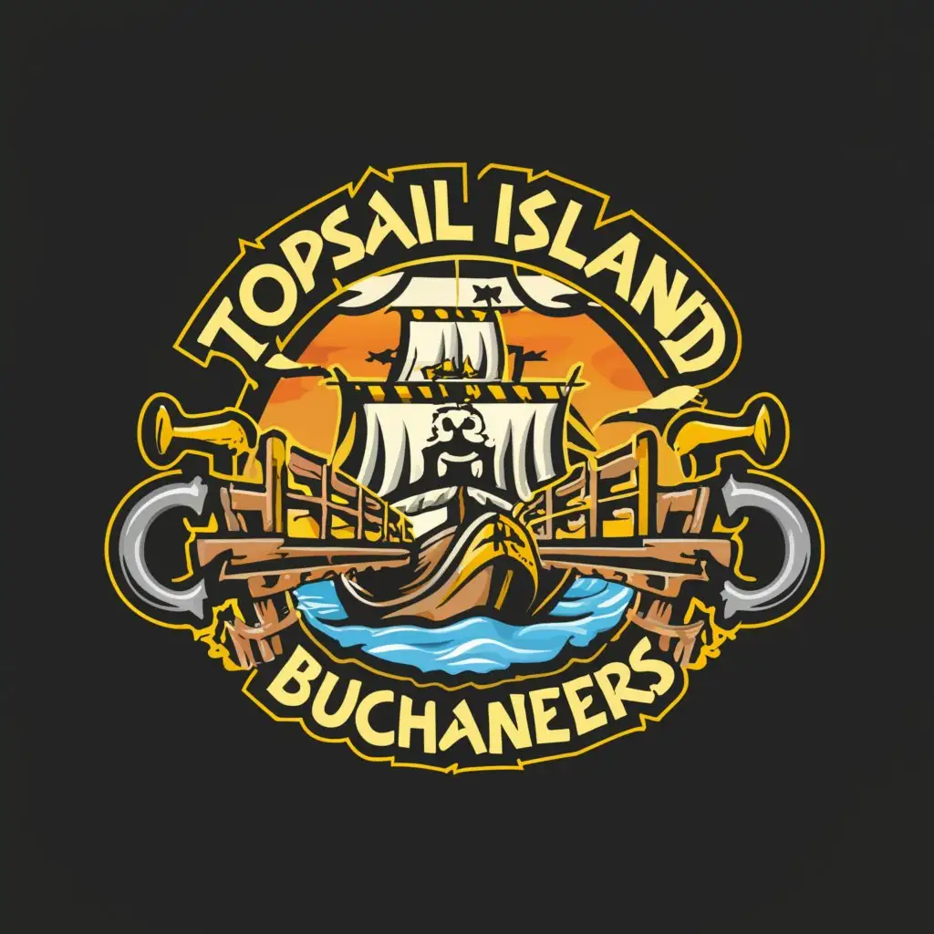 a logo design,with the text 'Topsail Island Buccaneers', main symbol:Pirate, swing bridge,Moderate,clear background
