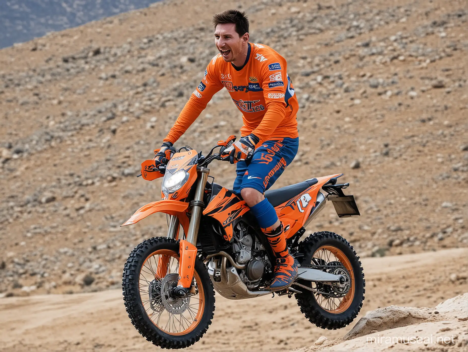 Messi High Jumping on a KTM Motorcycle
