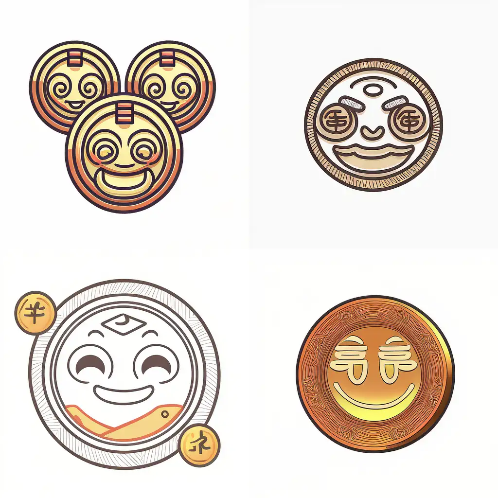 Smiling-Coin-Eyes-with-Smile-and-Earn-Text-Chinese-Ancient-Copper-Coin-Art