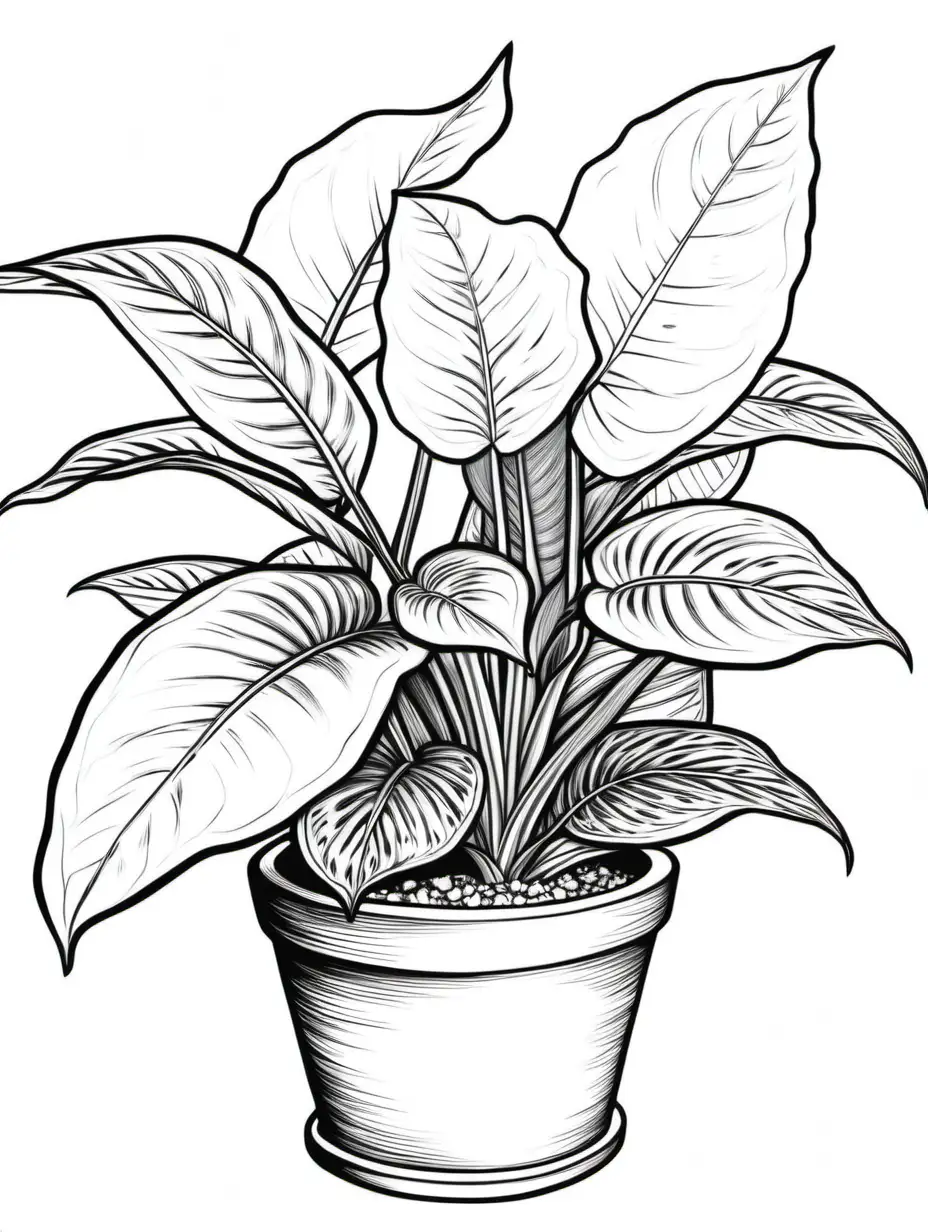 Exquisite Dieffenbachia Coloring Page for Relaxation and Creativity