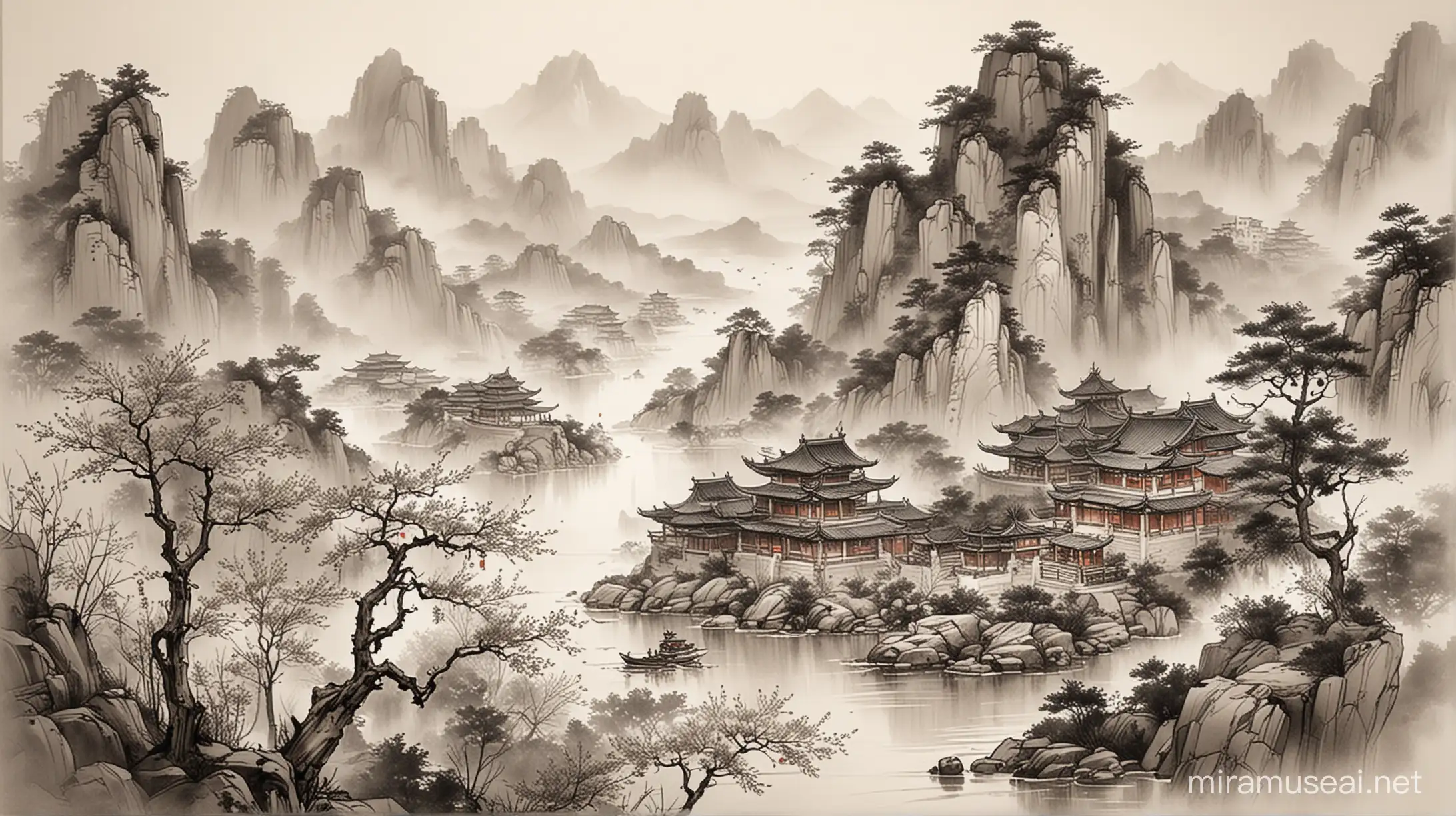 Chinese Traditional Landscape Painting Sketch