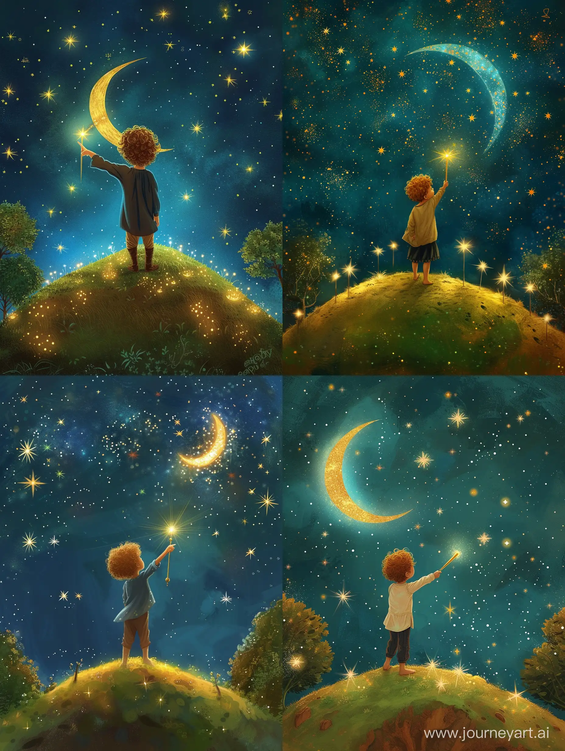 Enchanting-Scene-Little-Prince-Illuminating-Starlit-Night-with-Golden-Wand