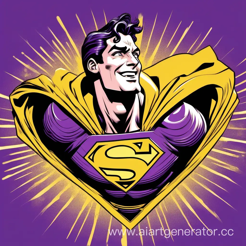 Радостный супермен, сделай в фиолтеово-желтых тонах