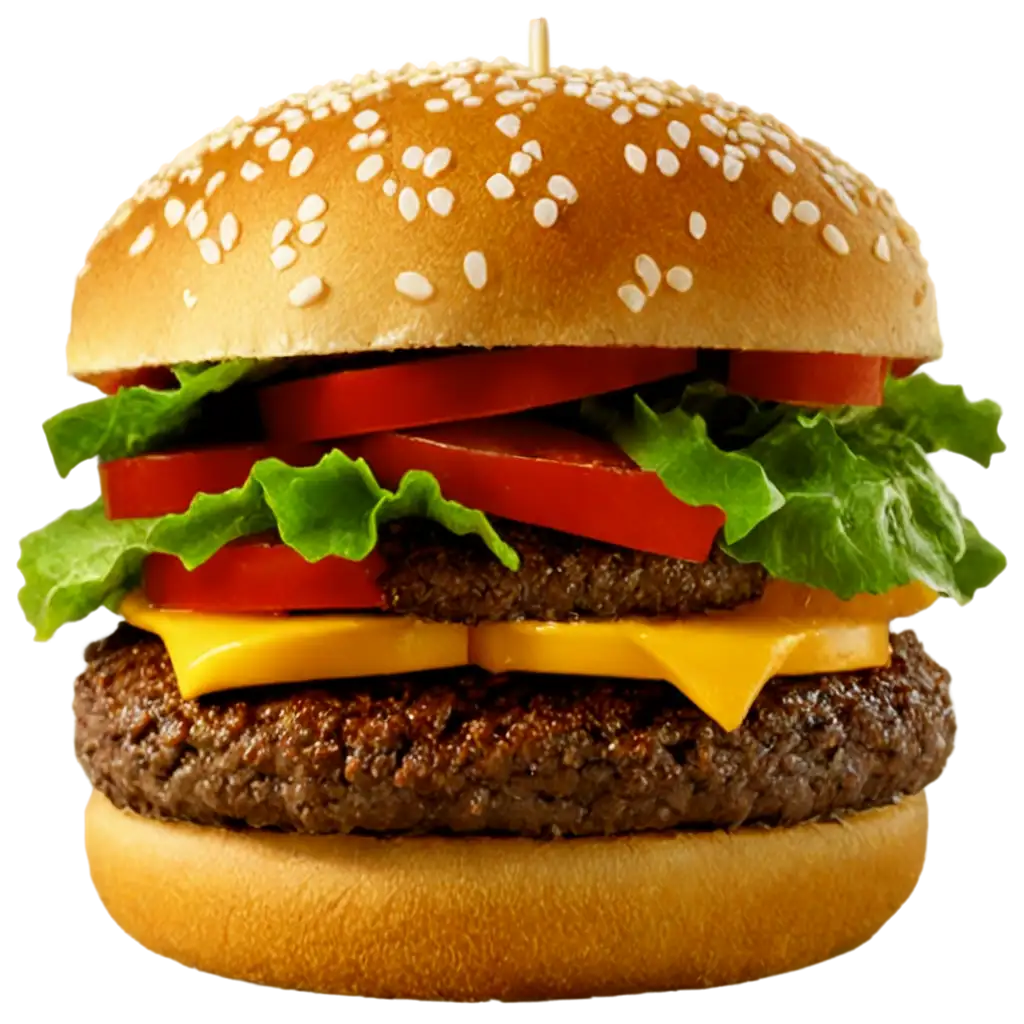 Delicious-Burger-PNG-Image-Savor-the-Visual-Feast-of-a-HighQuality-Burger-Rendering