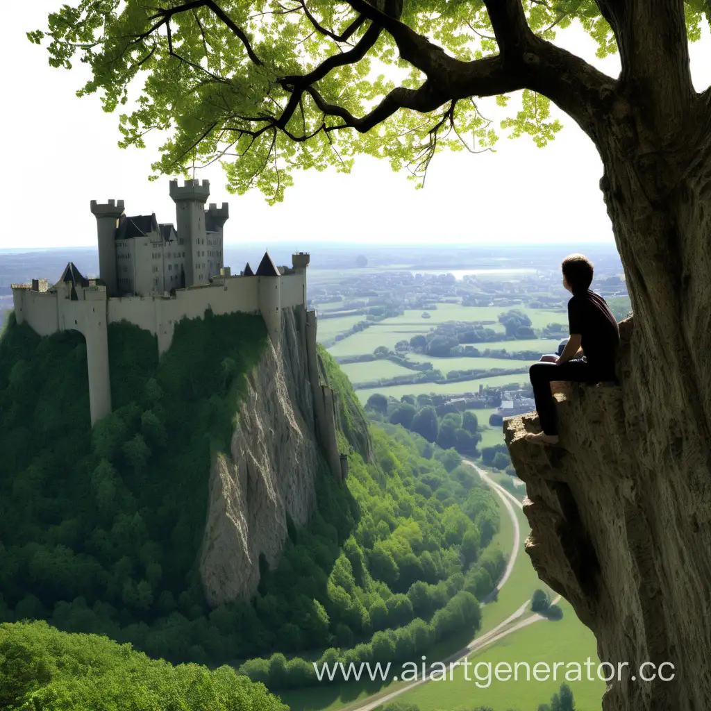 Contemplative-Solitude-on-Cliffside-with-Castle-View