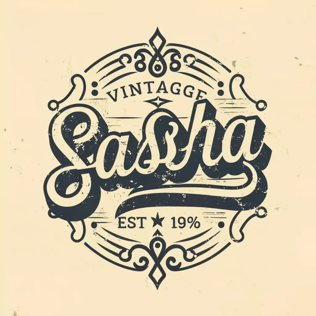 logo, vintage, with the text "vintage sasha", typography, be used in Retail industry