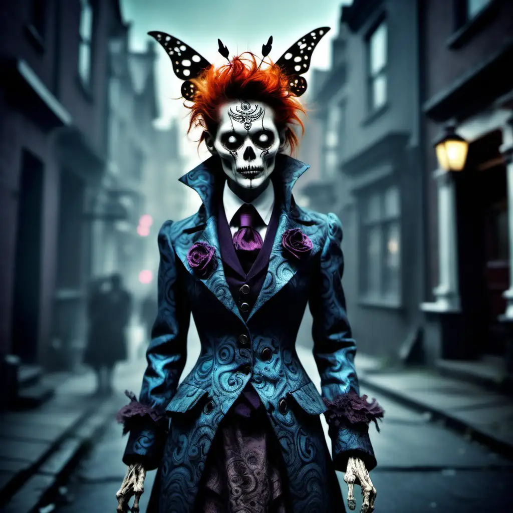 In a whimsically eerie photograph, a zany chic draugr emerges, its absurdity captured in impeccable tilt-shift technique. The main subject of the image is a reanimated undead creature, its meticulously tousled hair and mismatched attire giving off an air of unconventional charm. The photograph's exceptional clarity and vibrant colors make every detail come alive, from the neon-pale complexion of the draugr to the intricate patterns on its moth-eaten Victorian coat. This extraordinary image celebrates the curious allure of the supernatural, beckoning viewers to delve into the world of the macabre with a touch of humor and style.