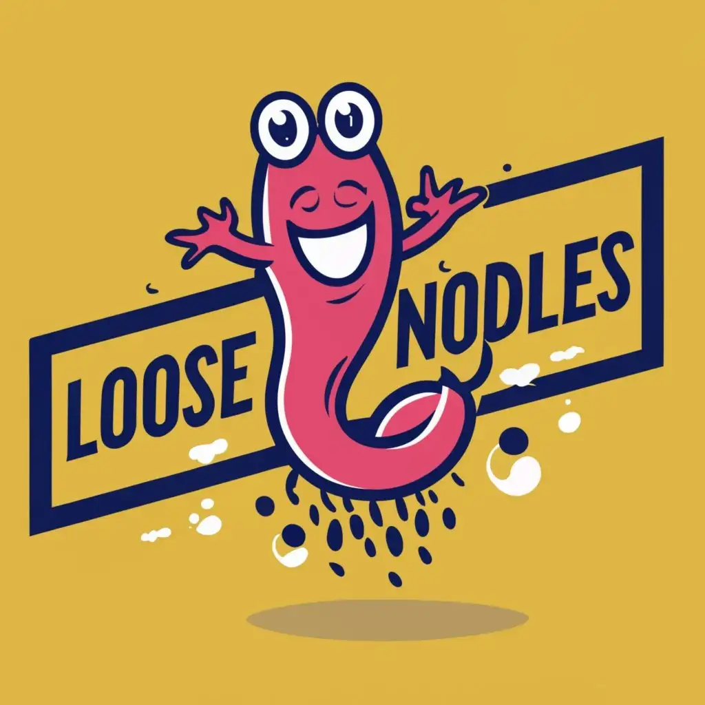 logo, pool noodle character swimming, with the text "Loose Noodles", typography, be used in Animals Pets industry