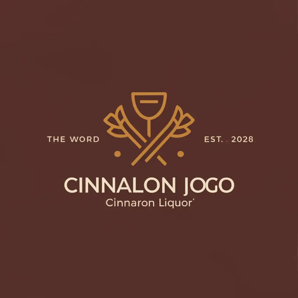 a logo design,with the text "The word in Chinese is "cinnamon liquor".", main symbol:Cinnamon, wine, Chinese style,Minimalistic,be used in Retail industry,clear background