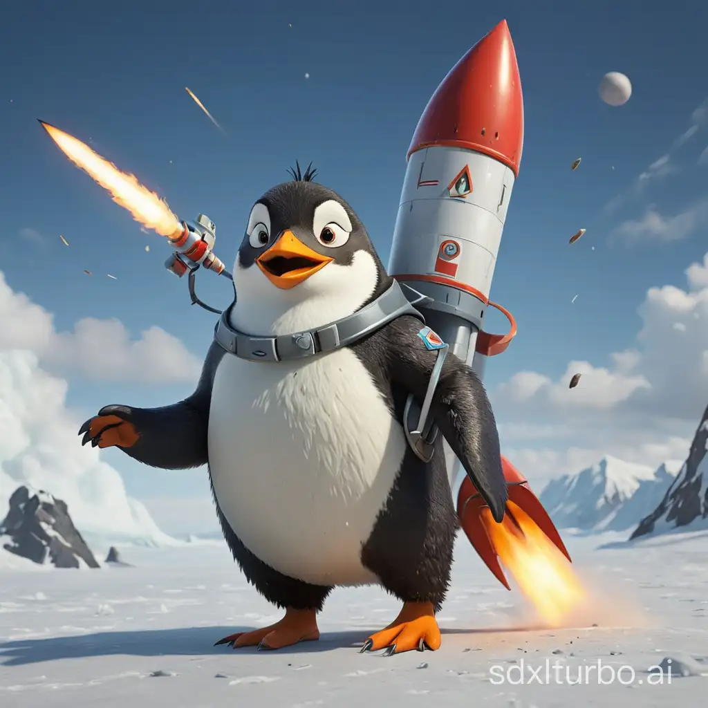 penguin with a rocket